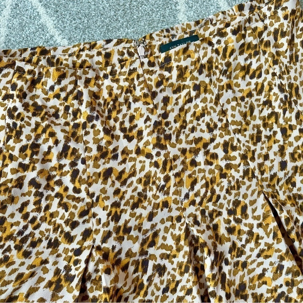 Ann Taylor Blush Pink Leopard Print A-line Full Skirt - Picture 2 of 4